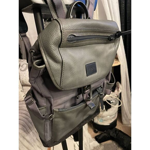 Coach grey leather black suede manhatten rucksack backpack main image 10